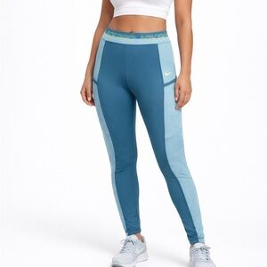 Nike Pro Blue Training Leggings Women’s Athletic Workout Tights with Pockets